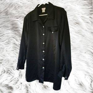 Hh) Lauren Lee Woman 22W Plus Size Black Button-Up Blouse – Long Sleeve